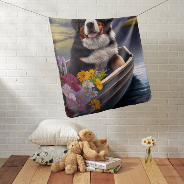 Bernese Mountain on a Paddle: A Scenic Adventure Baby Blanket (In Situ)
