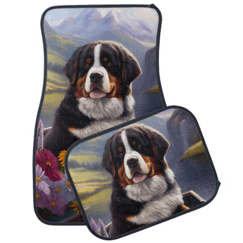 Bernese Mountain on a Paddle A Scenic Adventure Car Floor Mat