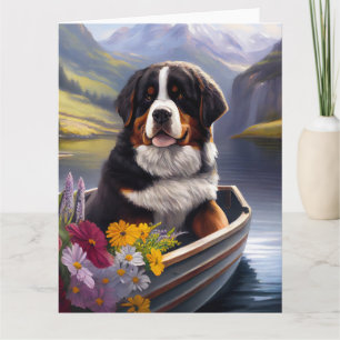 Bernese Mountain on a Paddle: A Scenic Adventure Card