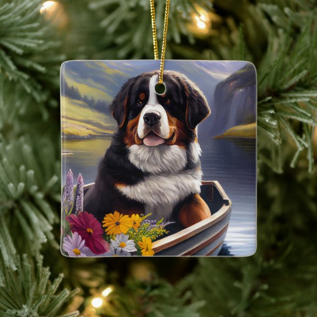 Bernese Mountain on a Paddle: A Scenic Adventure Ceramic Ornament (Tree)