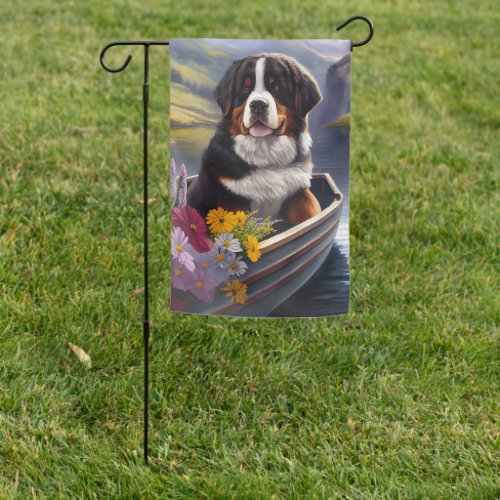 Bernese Mountain on a Paddle A Scenic Adventure Garden Flag