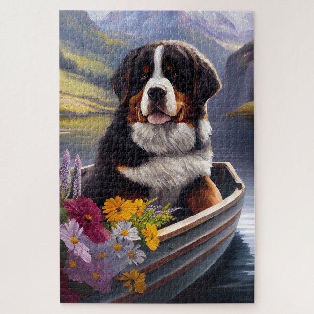 Bernese Mountain on a Paddle: A Scenic Adventure Jigsaw Puzzle (Vertical)