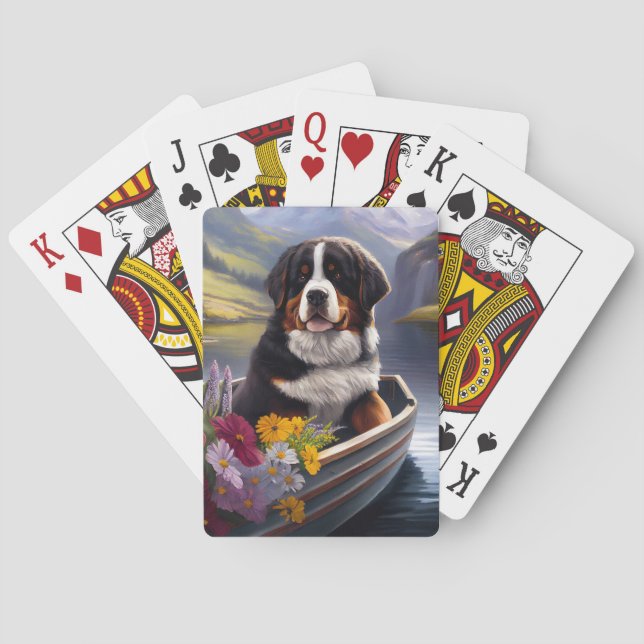 Bernese Mountain on a Paddle: A Scenic Adventure Poker Cards (Back)