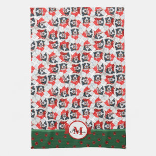Bernese Mountain Pattern Monogram Christmas Dog Kitchen Towel
