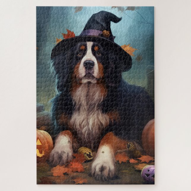 Bernese Mountain Pumpkins Halloween Scary Jigsaw Puzzle (Vertical)