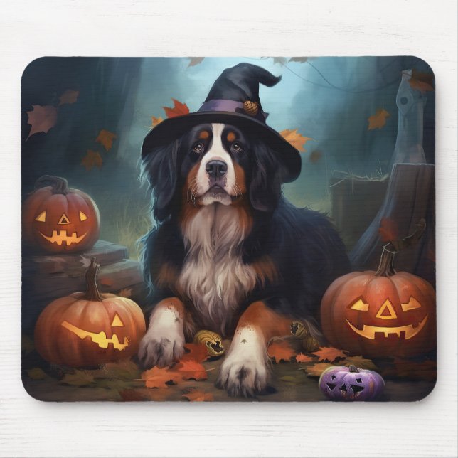 Bernese Mountain Pumpkins Halloween Scary Mouse Pad (Front)