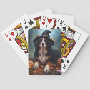 Bernese Mountain Pumpkins Halloween Scary Poker Cards