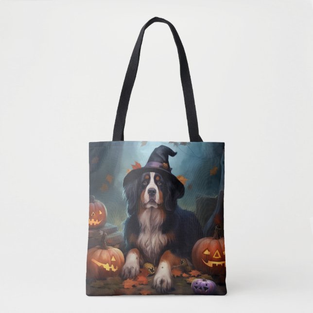 Bernese Mountain Pumpkins Halloween Scary Tote Bag (Front)
