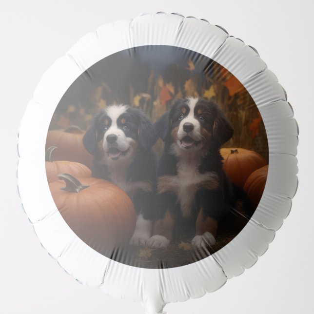 Bernese Mountain Puppy Autumn Delight Pumpkin Balloon (Front)