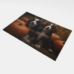 Bernese Mountain Puppy Autumn Delight Pumpkin Doormat