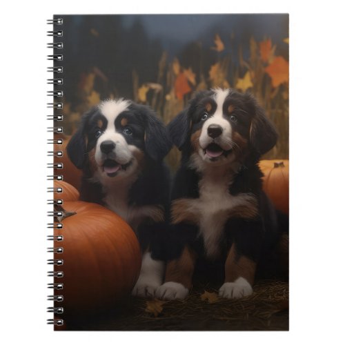 Bernese Mountain Puppy Autumn Delight Pumpkin Notebook