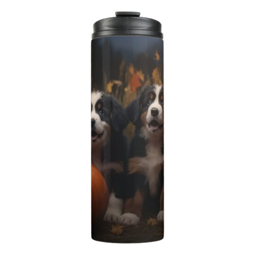 Bernese Mountain Puppy Autumn Delight Pumpkin Thermal Tumbler