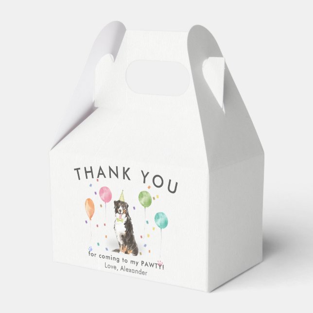 Bernese Mountain Puppy Dog Birthday Thank You  Favor Boxes (Front Side)