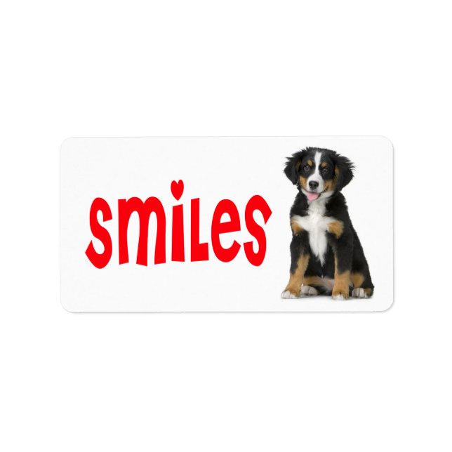 Bernese Mountain Puppy Mom Dog Rescue Dad Hello Label (Front)