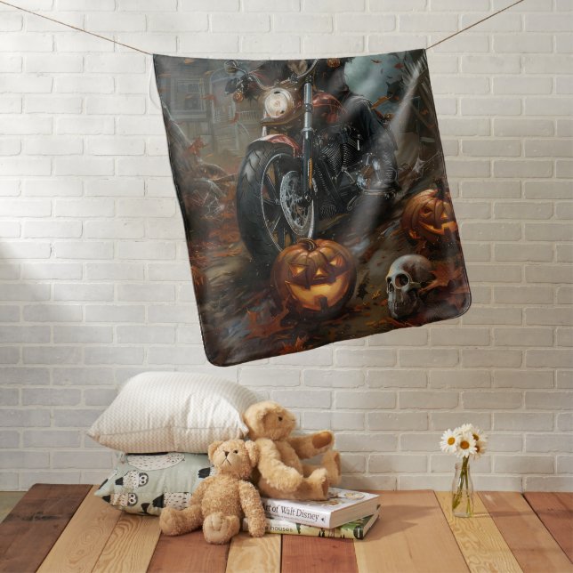 Bernese Mountain Riding Motorcycle Halloween Scary Baby Blanket (In Situ)