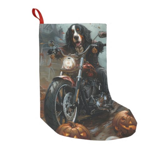 Bernese Mountain Riding Motorcycle Halloween Scary Small Christmas Stocking