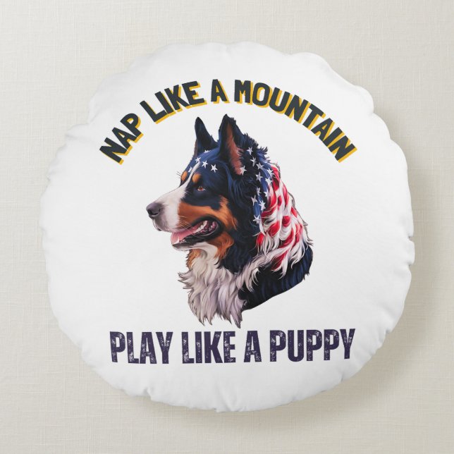 Bernese Mountain Round Pillow (Front)