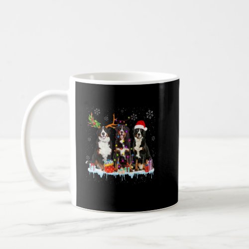 Bernese Mountain Santa Light Reindeer Hat In Snow  Coffee Mug