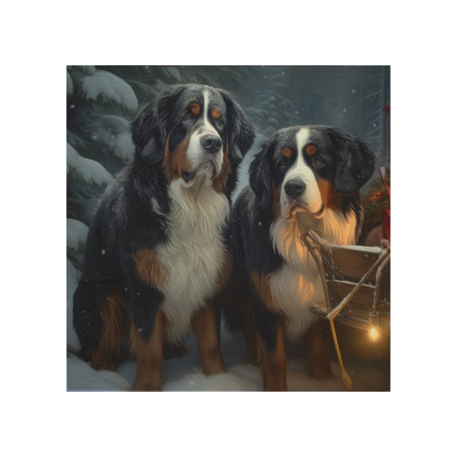 Bernese Mountain Snowy Sleigh Christmas Decor  (Front)