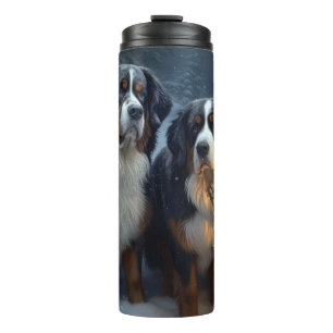 Bernese Mountain Snowy Sleigh Christmas Decor  Thermal Tumbler