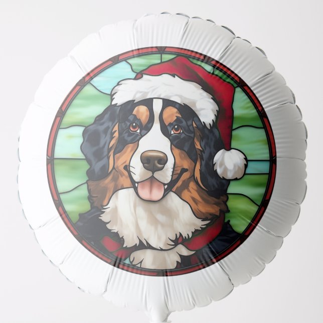 Bernese Mountain Stained Glass Christmas Balloon (Front)