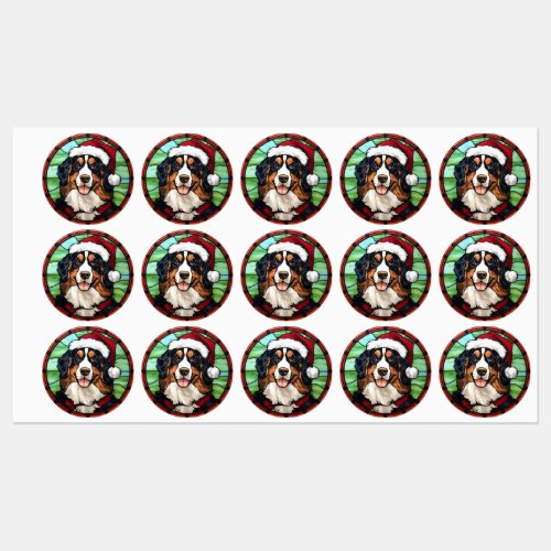 Bernese Mountain Stained Glass Christmas Labels