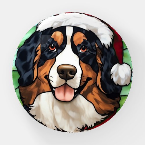 Bernese Mountain Stained Glass Christmas Paperweight