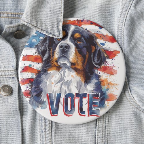 Bernese Mountain US Elections Vote for a Change Button