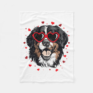 Bernese Mountain Valentine Heart Cute Dog Lovers  Fleece Blanket