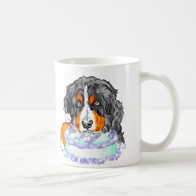Bernese Mt Dog Cake Face Birthday Coffee Mug (Right)