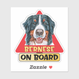 Bernese On Board Mountain Dog Red Traffic Sign Sticker