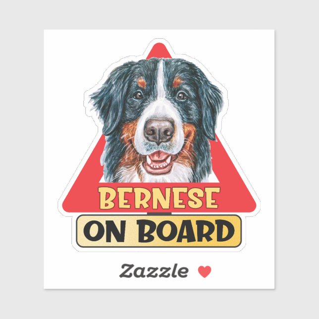 Bernese On Board Mountain Dog Red Traffic Sign Sticker (Sheet)
