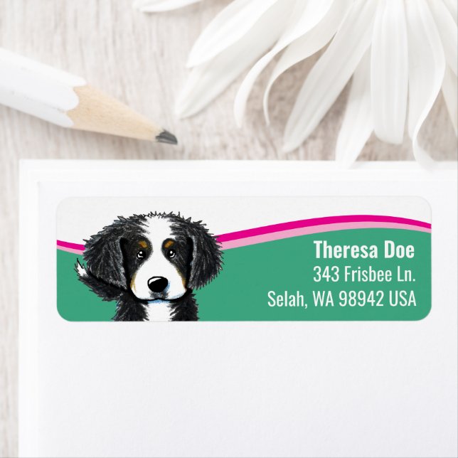 Bernese ountain Dog Wave Address Label (Insitu)