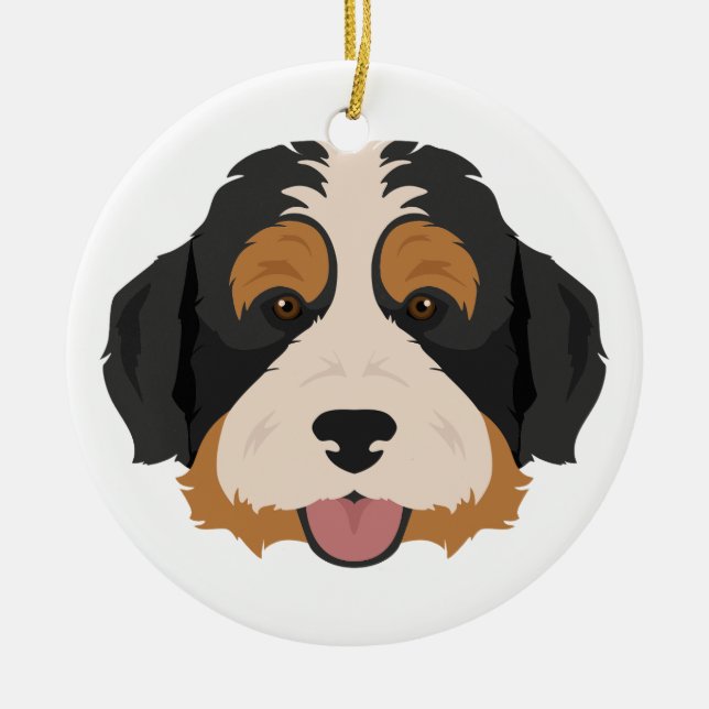 Bernese Poodle mix, Bernedoodle Christmas Ornament (Front)