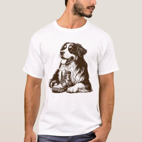 Bernese with Hiking Boot T_Shirt