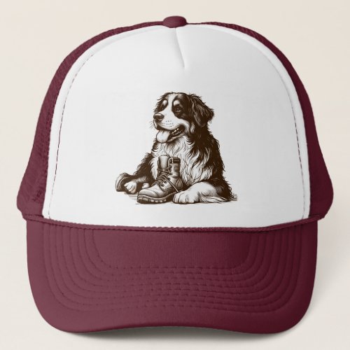 Bernese with Hiking Boot Trucker Hat