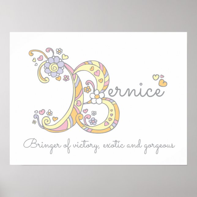 Bernice B initial doodle art name meaning Poster (Front)
