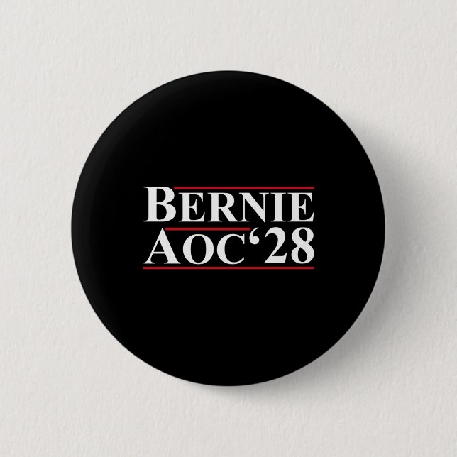 Bernie Aoc 2028 Bernie Sanders Alexandria Cortez P Button (Front)
