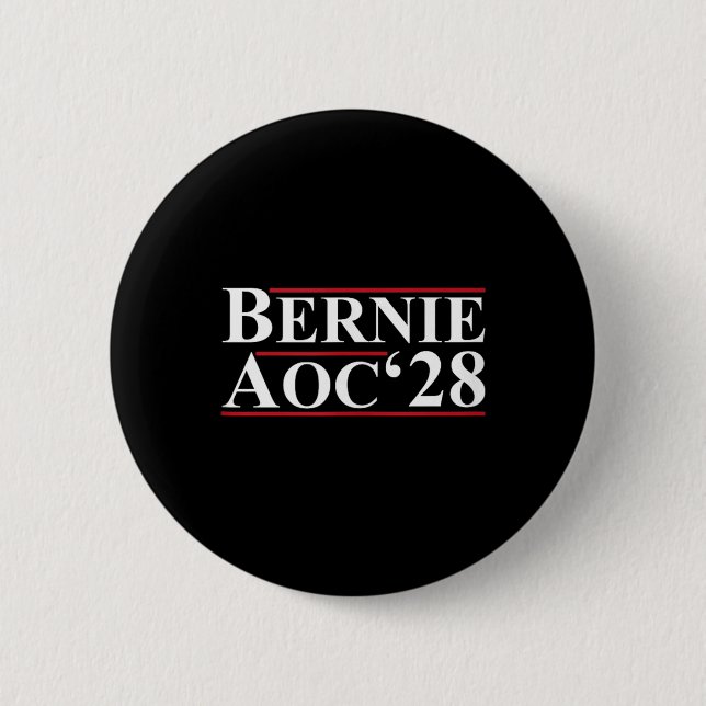 Bernie Aoc 2028 Bernie Sanders Alexandria Cortez P Button (Front)