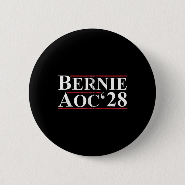 Bernie Aoc 2028 Bernie Sanders Alexandria Cortez P Button (Front)