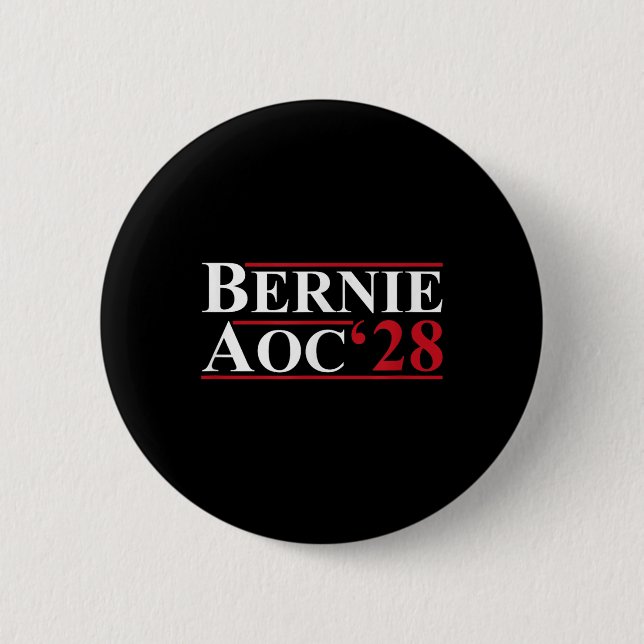 Bernie Aoc 2028 Bernie Sanders Alexandria Cortez P Button (Front)