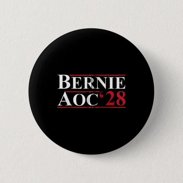 Bernie Aoc 2028 Bernie Sanders Alexandria Cortez P Button (Front)