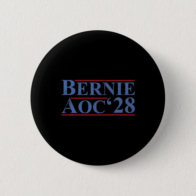 Bernie Aoc 2028 Bernie Sanders Alexandria Cortez P Button (Front)