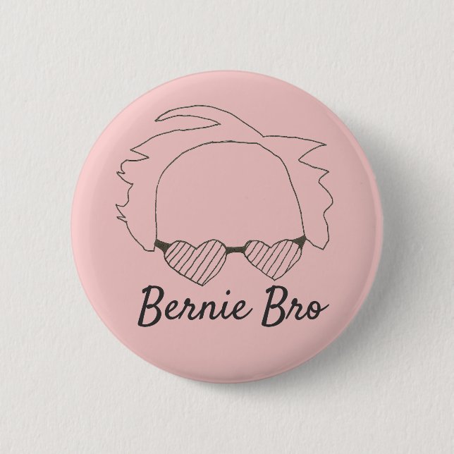 Bernie Bro Bernie Sanders Heart Shaped Glasses Button (Front)