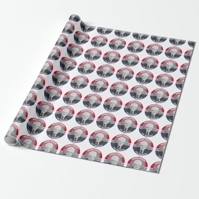 Bernie Button - Bernie for President Wrapping Paper (Unrolled)