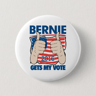 Bernie Gets My Vote 2016 Bernie Sanders Campaign Pinback Button