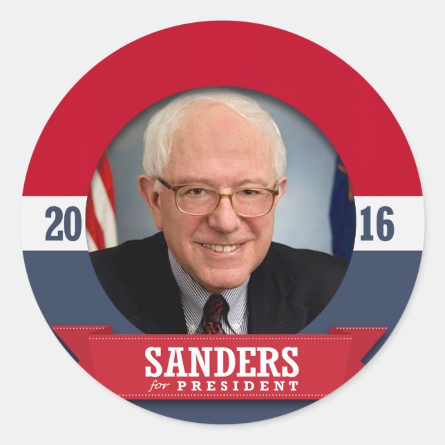 BERNIE SANDERS 2016 CLASSIC ROUND STICKER (Front)