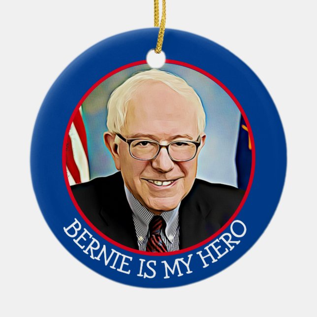 Bernie Sanders 2020 Keepsake Souvenir Christmas Ceramic Ornament (Front)