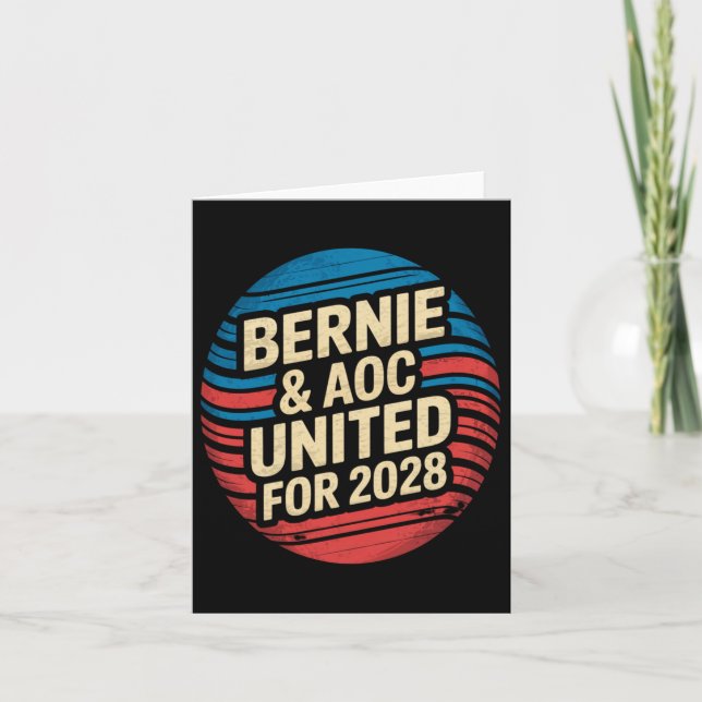 Bernie Sanders And Aoc 2028 For President Campaign Card (Front)