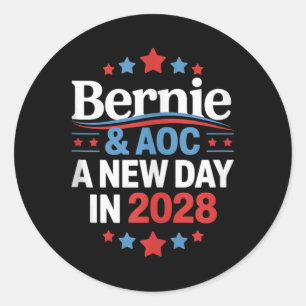 Bernie Sanders And Aoc 2028 For President Campaign Classic Round Sticker